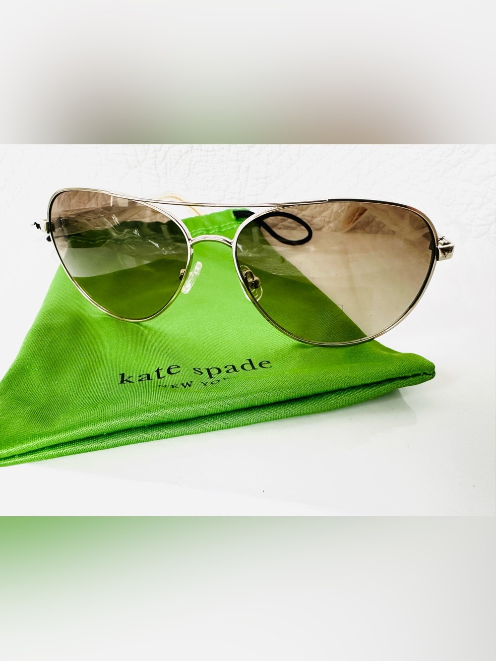 kate spade Silver Frame Sunglasses with Brown Tint Lenses